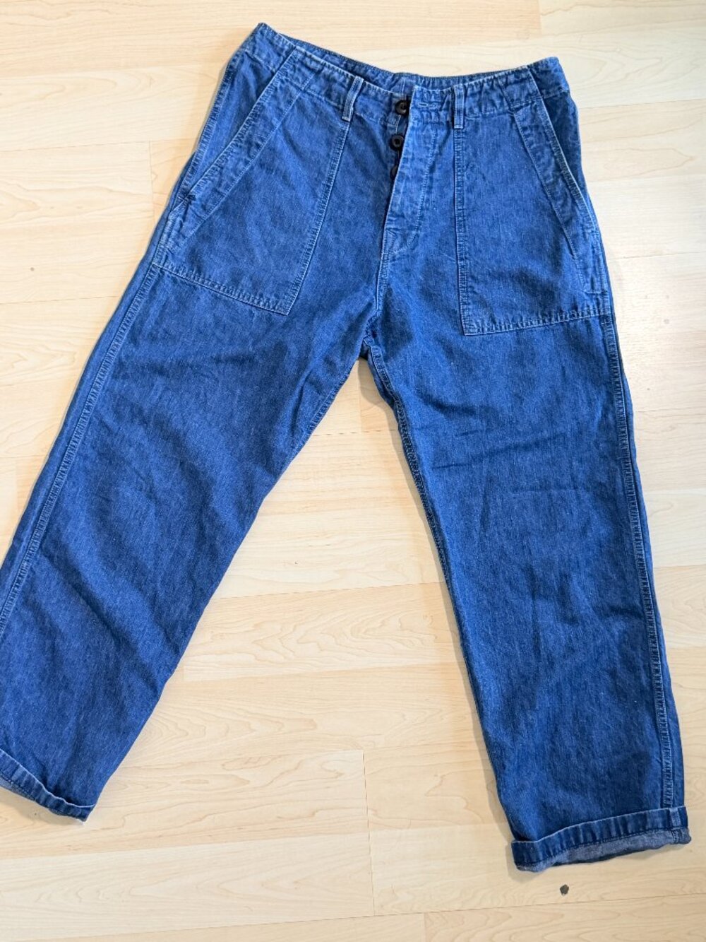 Imogene + Willie Utility Carpenter Jeans M High Rise Relaxed Straight Leg Denim